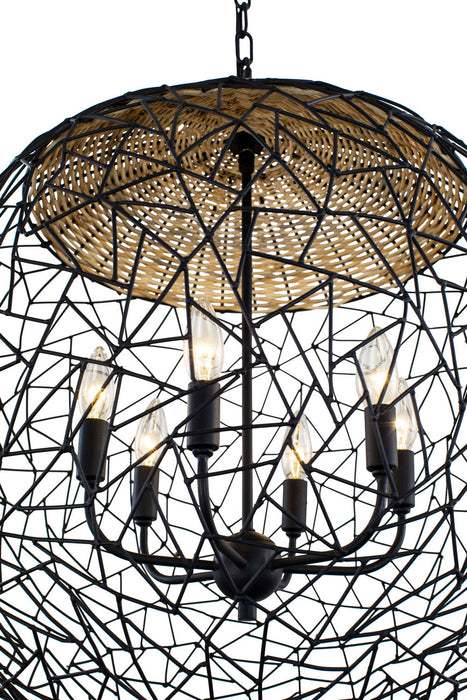 Varaluz 362P06BL Six Light Pendant, Black