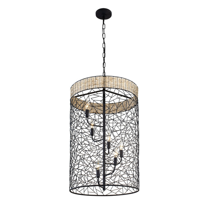 Varaluz 362F06BL Six Light Foyer Pendant, Black
