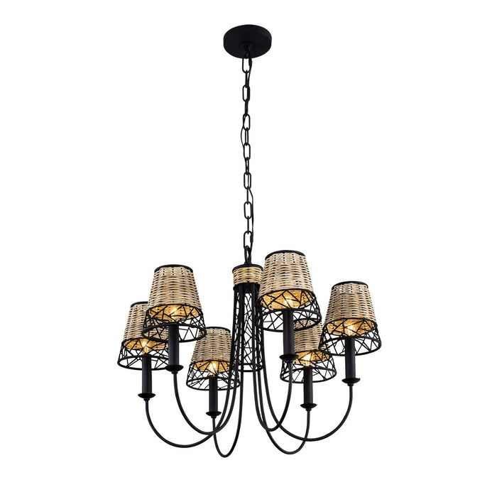 Varaluz 362C06BL Six Light Chandelier, Black