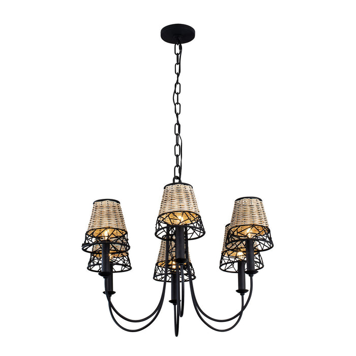 Varaluz 362C06BL Six Light Chandelier, Black