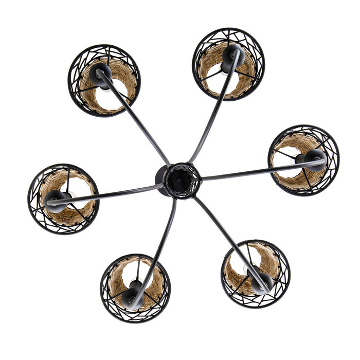 Varaluz 362C06BL Six Light Chandelier, Black