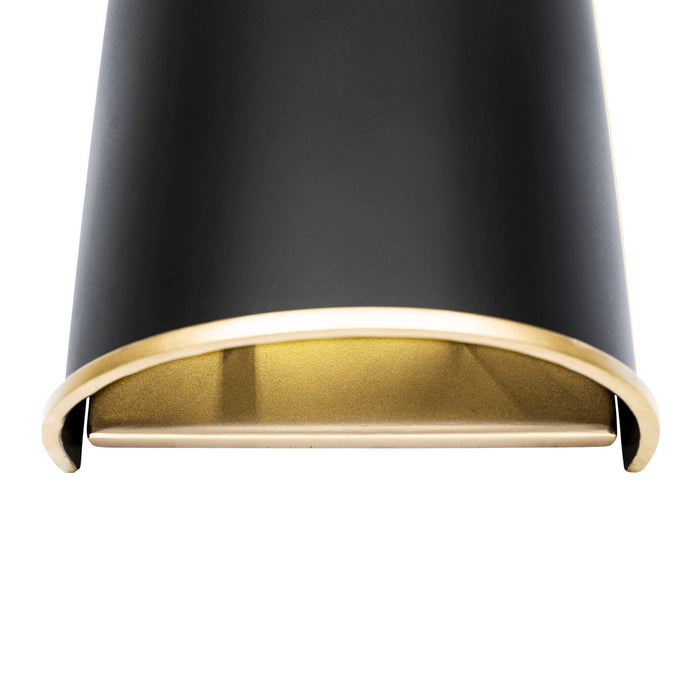 Varaluz 364W02MBFG Two Light Wall Sconce, Matte Black/French Gold