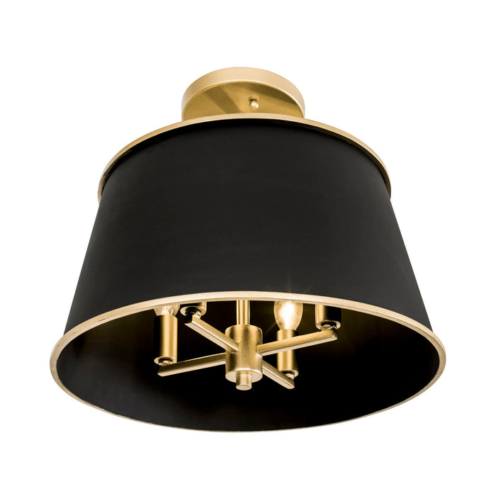 Varaluz 364S04MBFG Four Light Semi-Flush Mount, Matte Black/French Gold