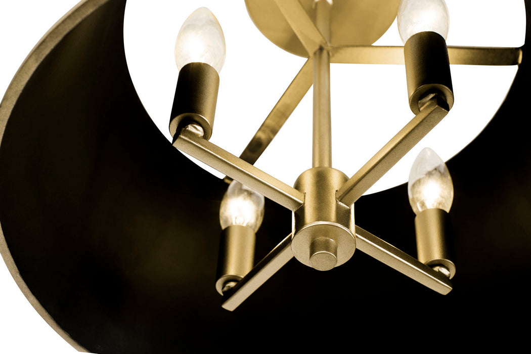 Varaluz 364S04MBFG Four Light Semi-Flush Mount, Matte Black/French Gold