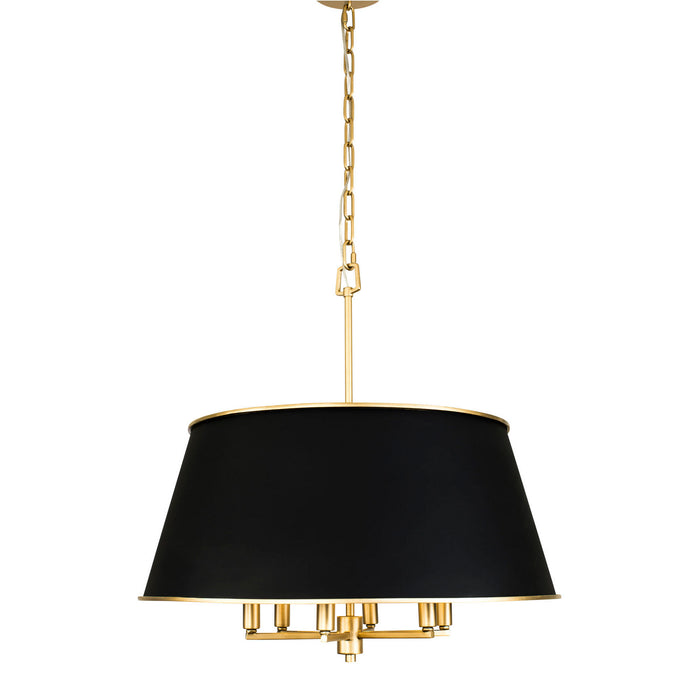 Varaluz 364P06MBFG Six Light Pendant, Matte Black/French Gold