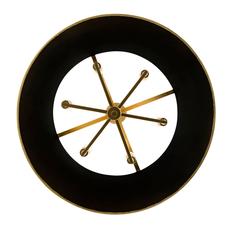 Varaluz 364P06MBFG Six Light Pendant, Matte Black/French Gold