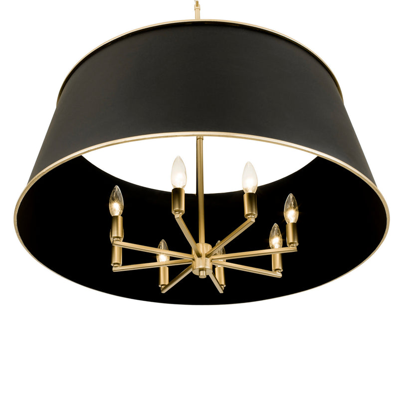 Varaluz 364P08MBFG Eight Light Pendant, Matte Black/French Gold