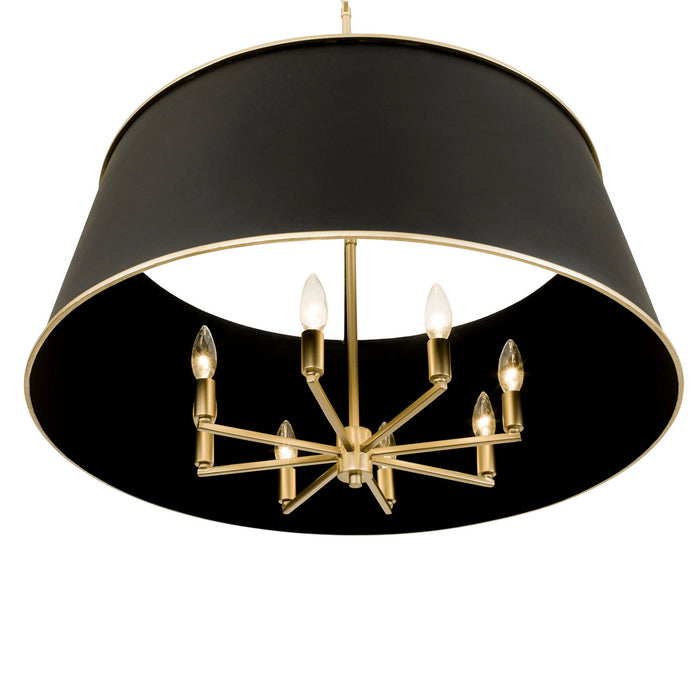 Varaluz 364P08MBFG Eight Light Pendant, Matte Black/French Gold