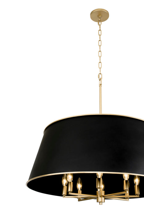 Varaluz 364P08MBFG Eight Light Pendant, Matte Black/French Gold