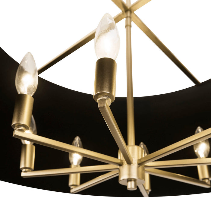 Varaluz 364P08MBFG Eight Light Pendant, Matte Black/French Gold