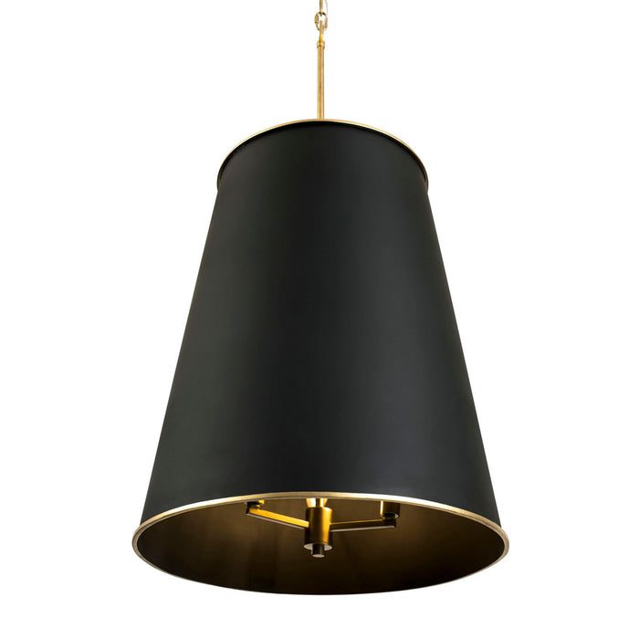 Varaluz 364F09MBFG Nine Light Foyer Pendant, Matte Black/French Gold
