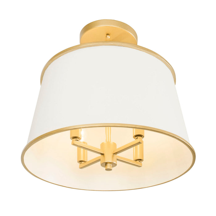 Varaluz 364S04MWFG Four Light Semi-Flush Mount, Matte White/French Gold
