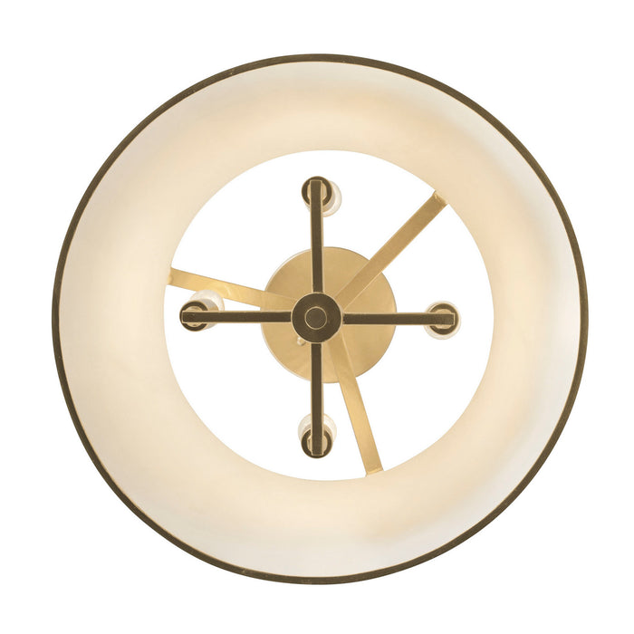 Varaluz 364S04MWFG Four Light Semi-Flush Mount, Matte White/French Gold