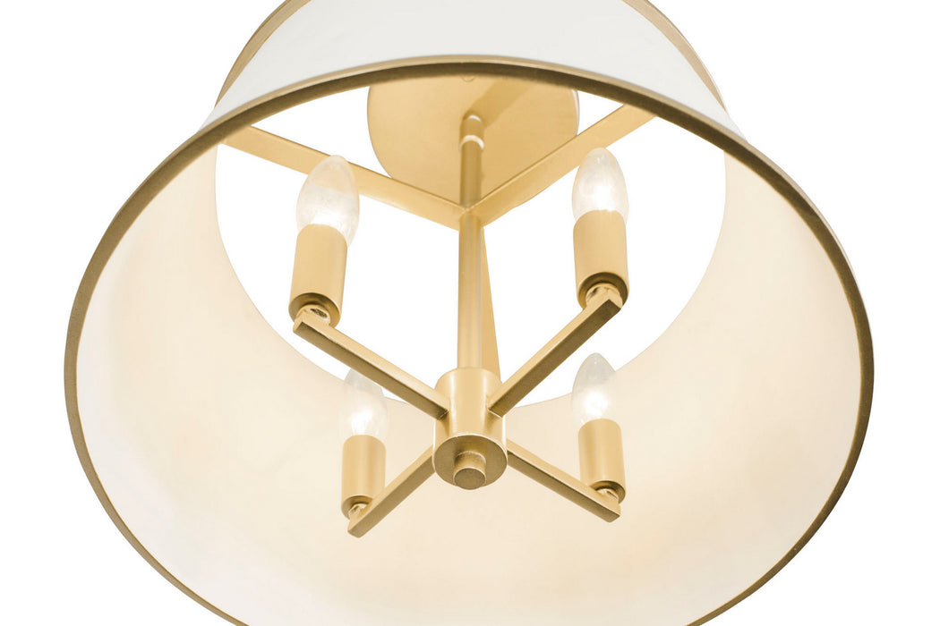 Varaluz 364S04MWFG Four Light Semi-Flush Mount, Matte White/French Gold