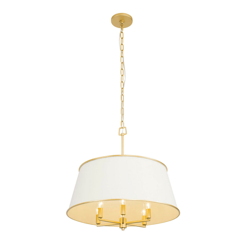 Varaluz 364P06MWFG Six Light Pendant, Matte White/French Gold