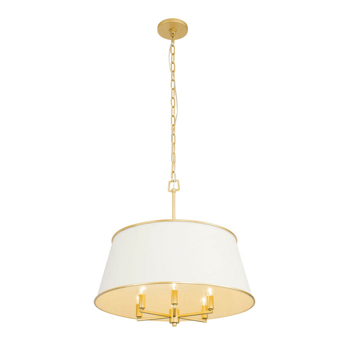 Varaluz 364P06MWFG Six Light Pendant, Matte White/French Gold