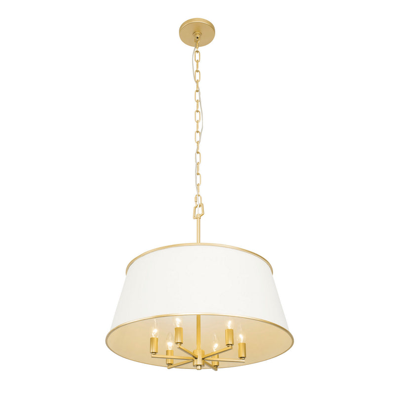 Varaluz 364P06MWFG Six Light Pendant, Matte White/French Gold