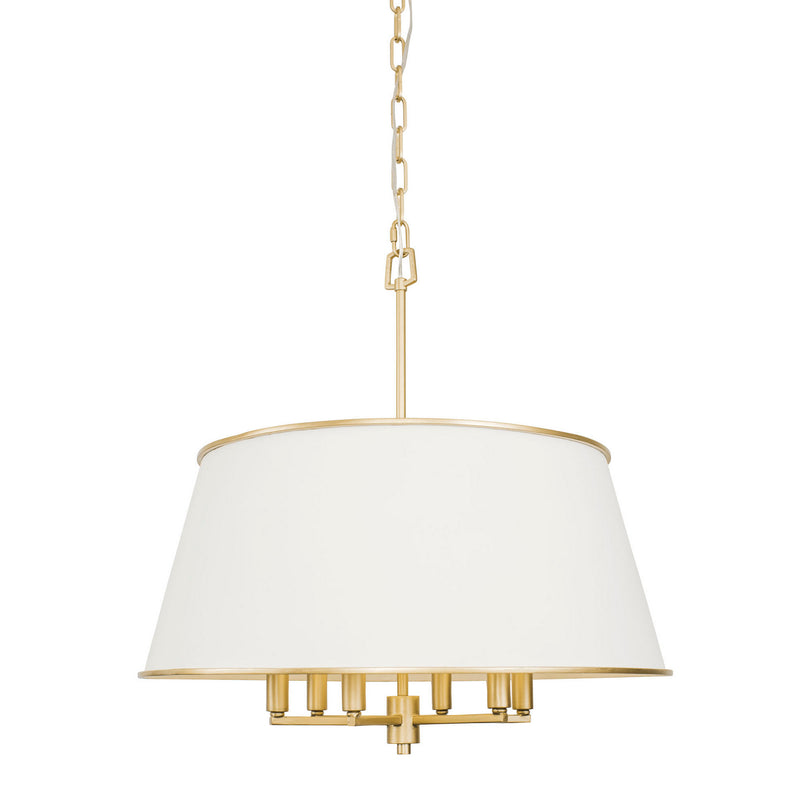Varaluz 364P06MWFG Six Light Pendant, Matte White/French Gold
