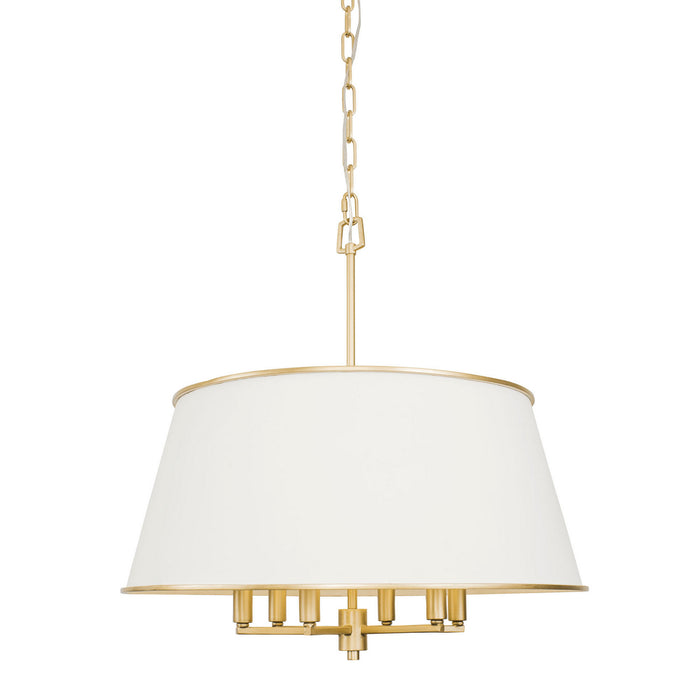 Varaluz 364P06MWFG Six Light Pendant, Matte White/French Gold