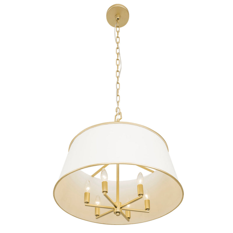 Varaluz 364P06MWFG Six Light Pendant, Matte White/French Gold
