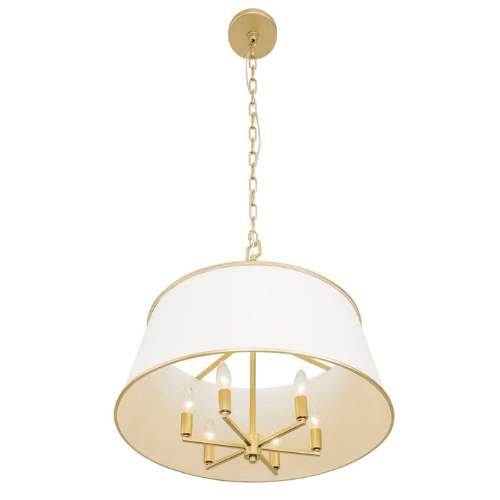 Varaluz 364P06MWFG Six Light Pendant, Matte White/French Gold