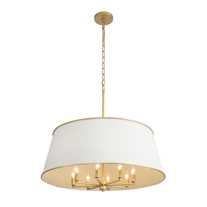 Varaluz 364P08MWFG Eight Light Pendant, Matte White/French Gold
