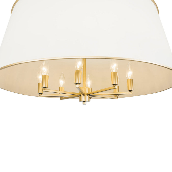 Varaluz 364P08MWFG Eight Light Pendant, Matte White/French Gold