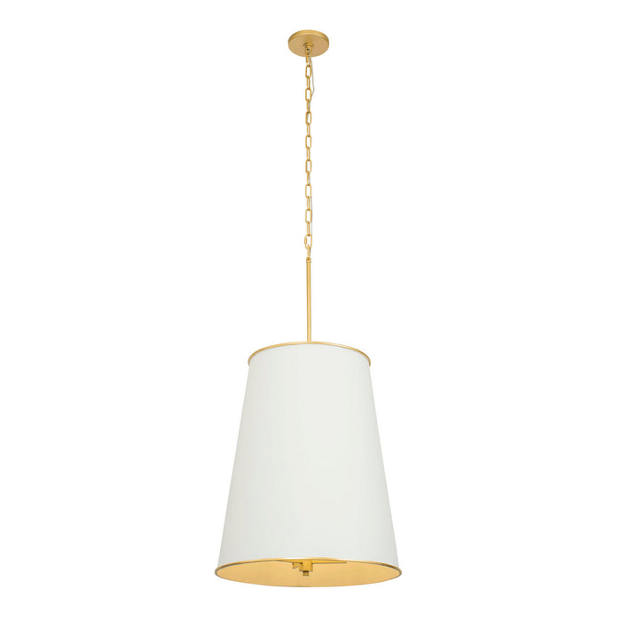 Varaluz 364F09MWFG Nine Light Foyer Pendant, Matte White/French Gold