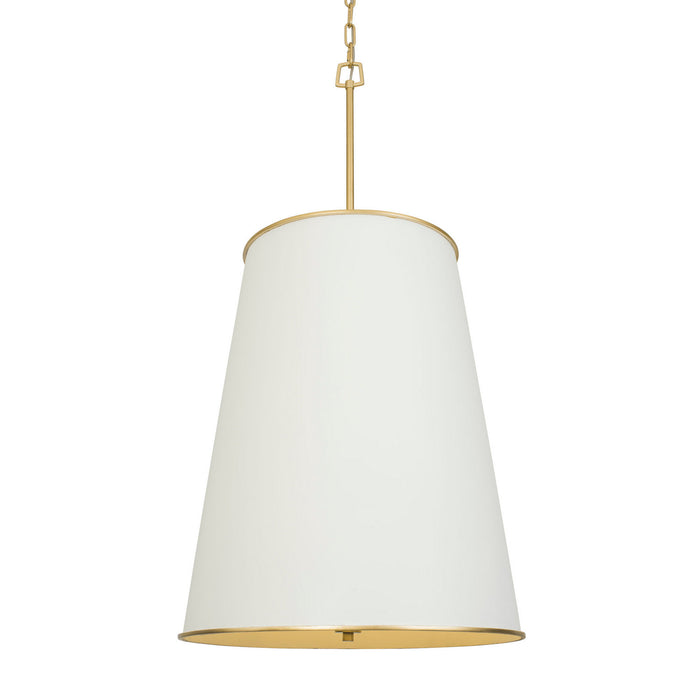 Varaluz 364F09MWFG Nine Light Foyer Pendant, Matte White/French Gold