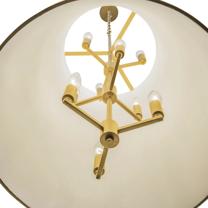 Varaluz 364F09MWFG Nine Light Foyer Pendant, Matte White/French Gold