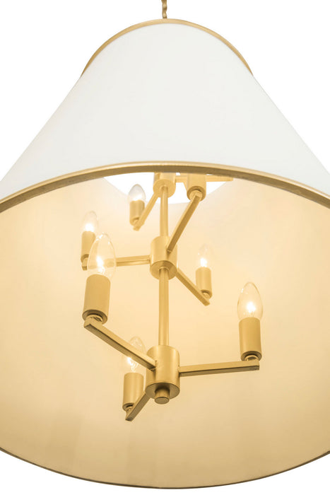 Varaluz 364F09MWFG Nine Light Foyer Pendant, Matte White/French Gold