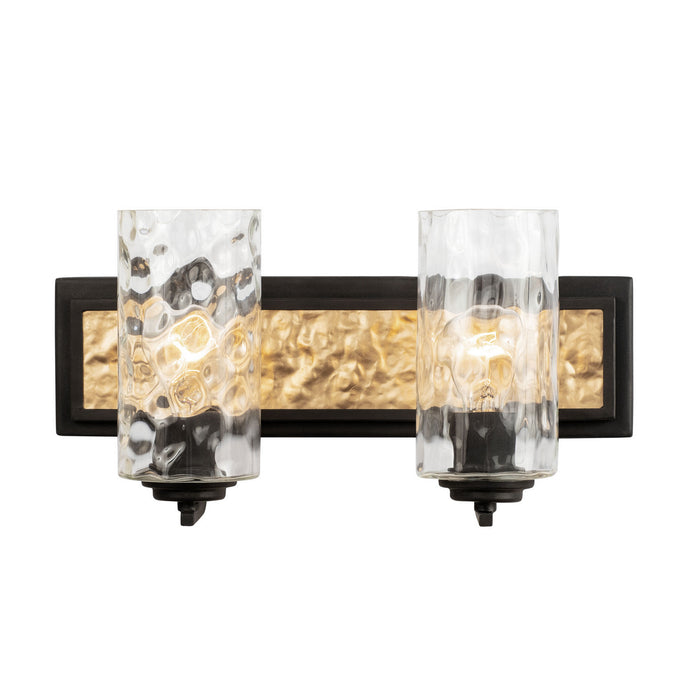 Varaluz 371B02CBFG Two Light Bath, Carbon/French Gold