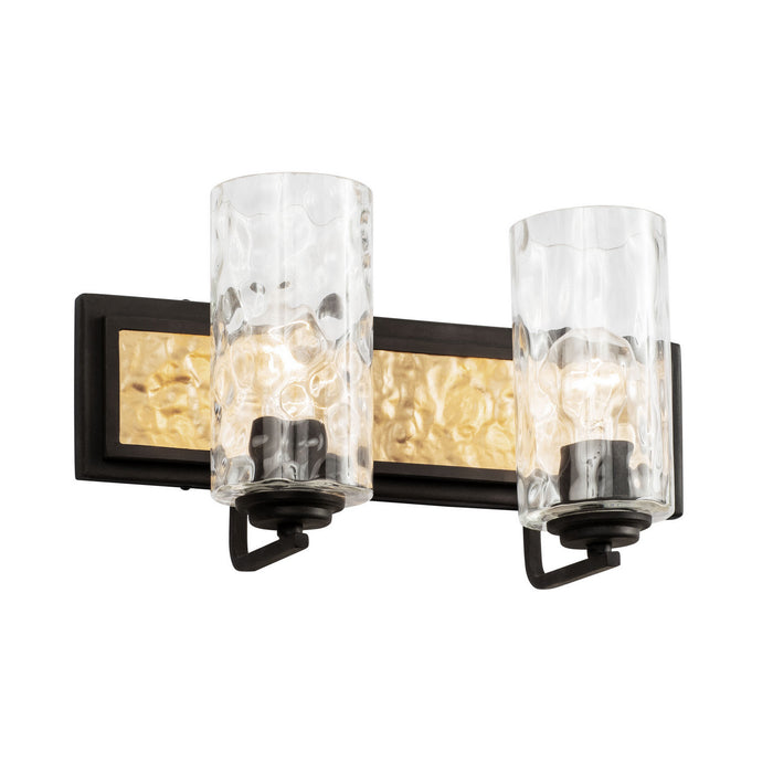 Varaluz 371B02CBFG Two Light Bath, Carbon/French Gold