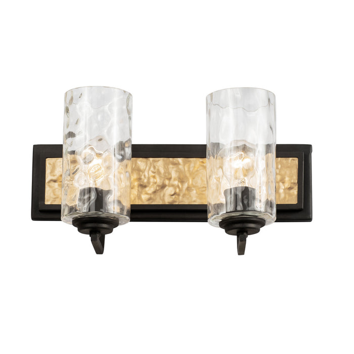Varaluz 371B02CBFG Two Light Bath, Carbon/French Gold