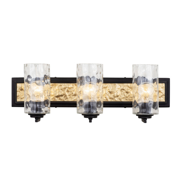 Varaluz 371B03CBFG Three Light Bath, Carbon/French Gold