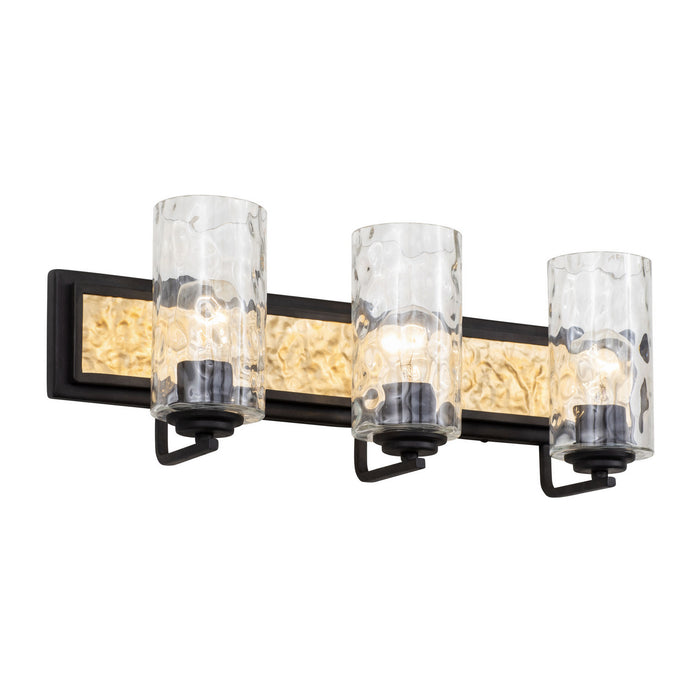 Varaluz 371B03CBFG Three Light Bath, Carbon/French Gold
