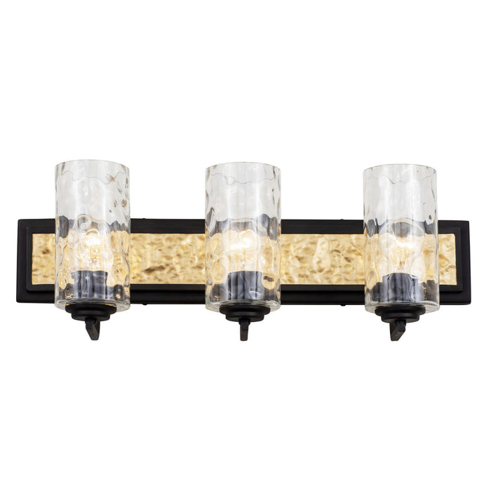 Varaluz 371B03CBFG Three Light Bath, Carbon/French Gold
