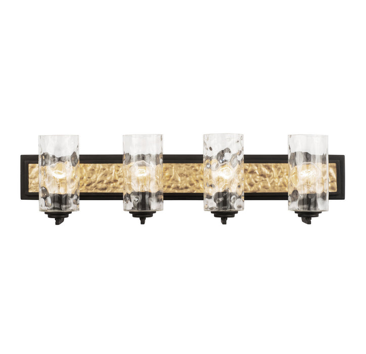 Varaluz 371B04CBFG Four Light Bath, Carbon/French Gold