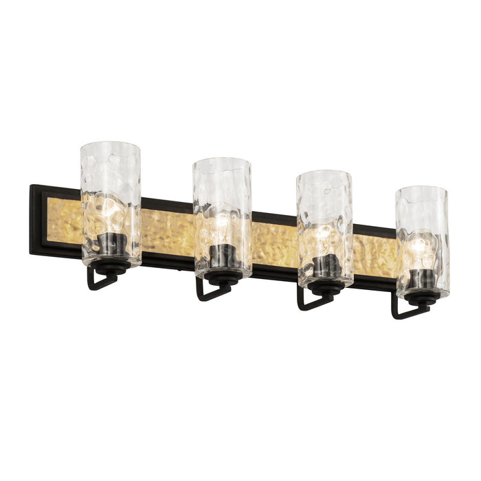 Varaluz 371B04CBFG Four Light Bath, Carbon/French Gold
