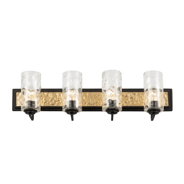 Varaluz 371B04CBFG Four Light Bath, Carbon/French Gold
