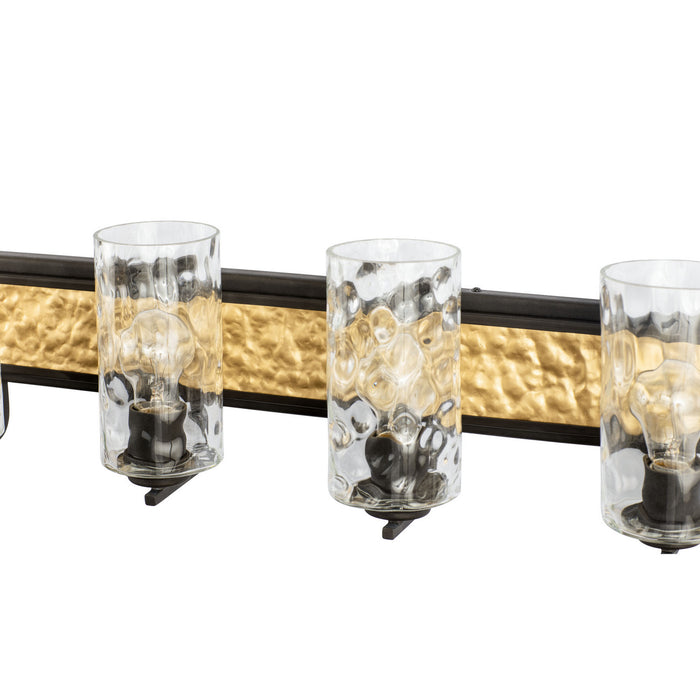 Varaluz 371B04CBFG Four Light Bath, Carbon/French Gold