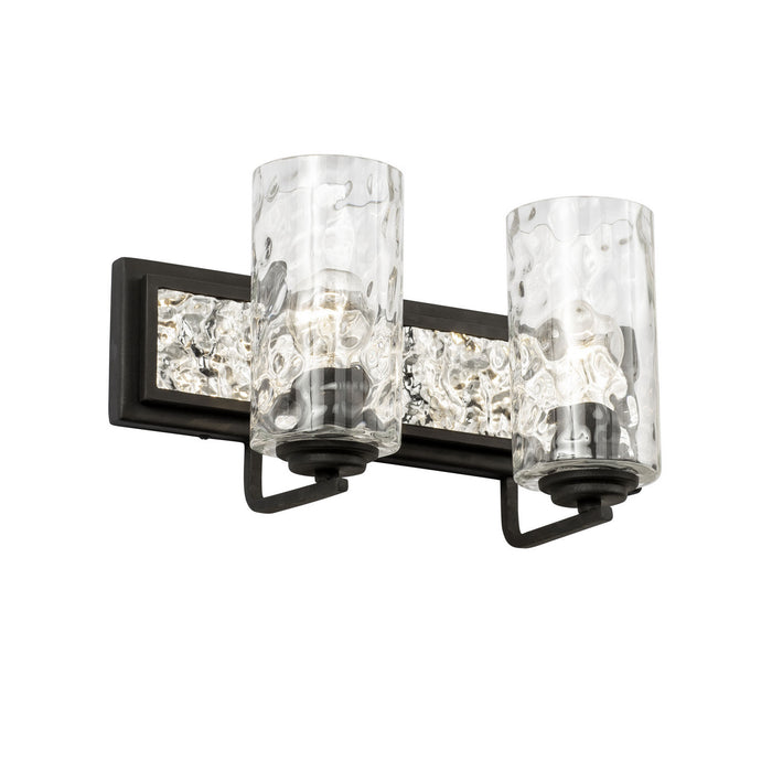 Varaluz 371B02CBPS Two Light Bath, Carbon/Polished Stainless