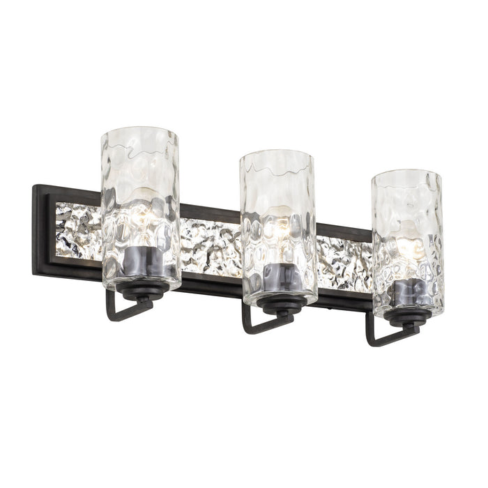 Varaluz 371B03CBPS Three Light Bath, Carbon/Polished Stainless