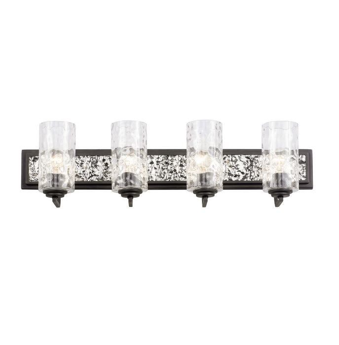 Varaluz 371B04CBPS Four Light Bath, Carbon/Polished Stainless