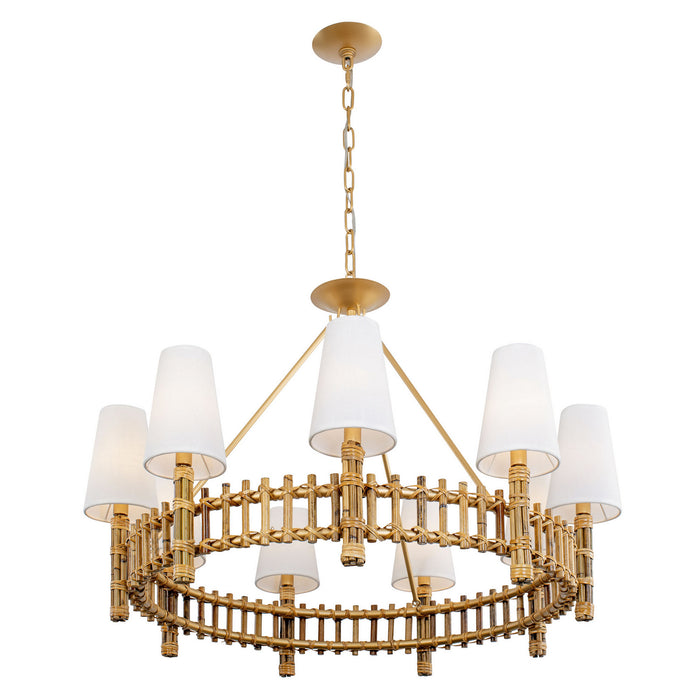 Varaluz 360C09FG Nine Light Chandelier, French Gold