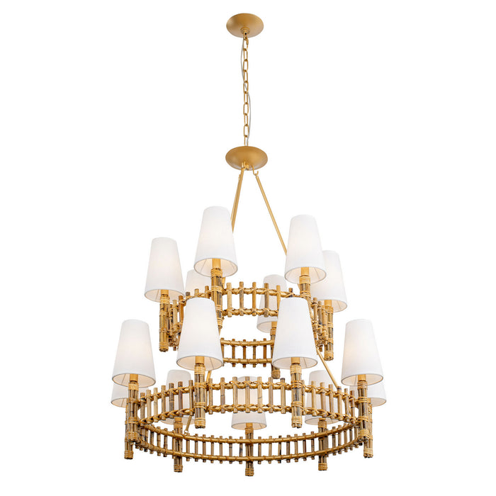 Varaluz 360C15FG 15 Light Chandelier, French Gold