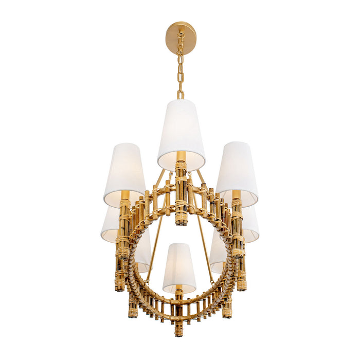 Varaluz 360N08FG Eight Light Linear Pendant, French Gold