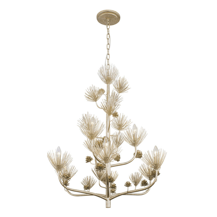 Varaluz 365C09ZG Nine Light Chandelier, Zen Gold