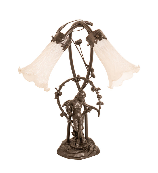 Meyda Tiffany 109504 Two Light Table Lamp, Mahogany Bronze