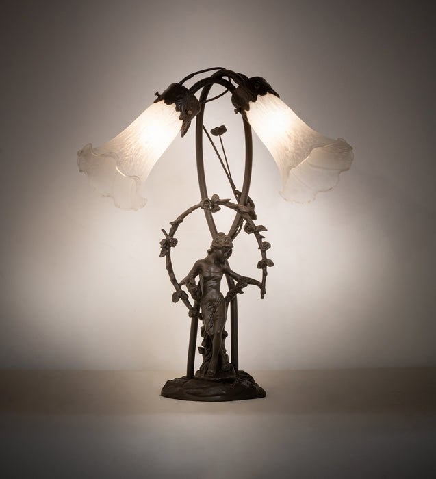 Meyda Tiffany 109504 Two Light Table Lamp, Mahogany Bronze